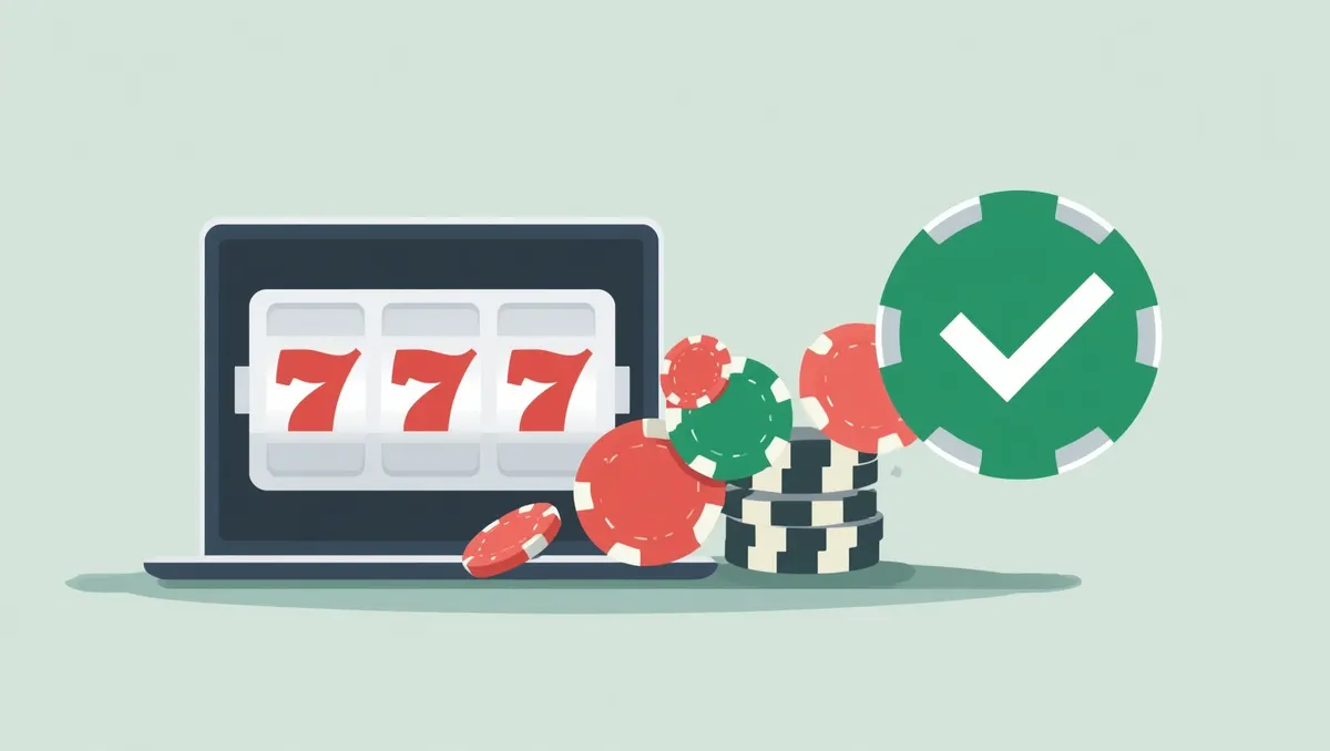 Ilustración: fichas que salen de un portátil con una tragaperras hacia un gran visto verde